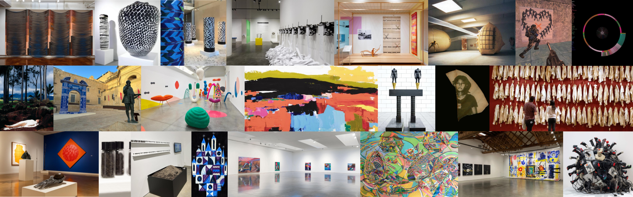 a grid of artwork documentation made by SJSU alumni