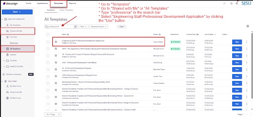 Screenshot of docusign interface with steps noted above