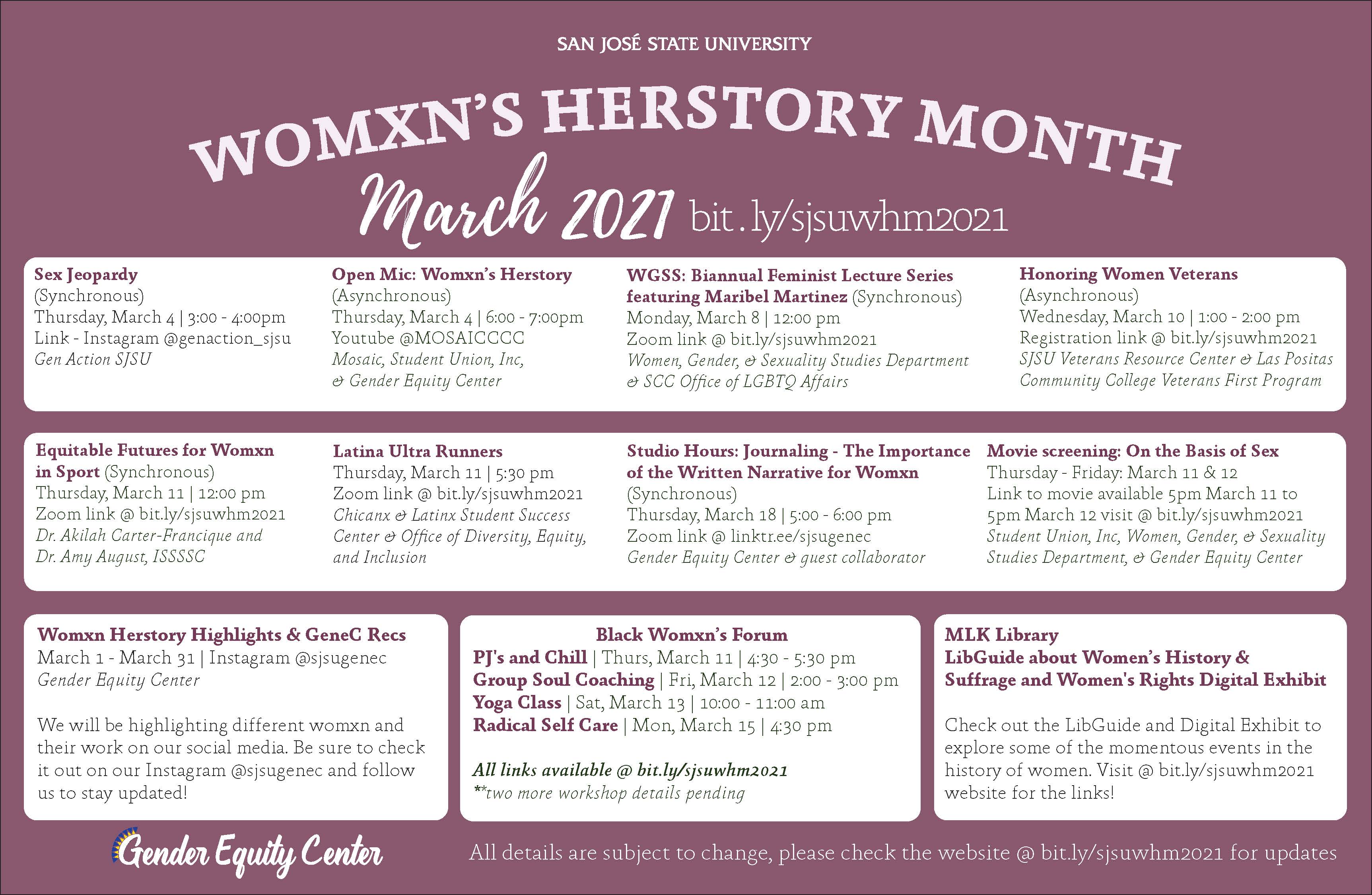 Womxn's Herstory Month 2021 Womxn's Herstory Month 2021