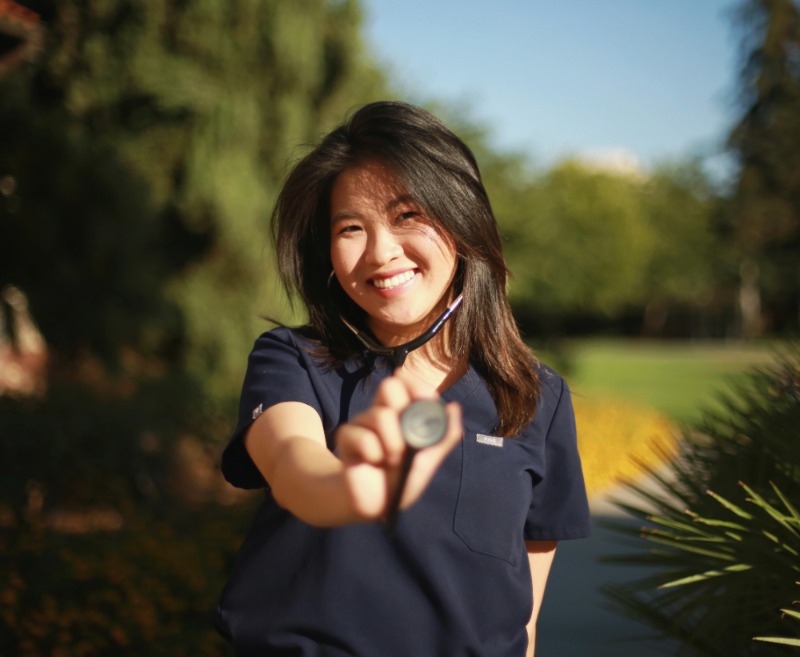 student nurse with stethoscope