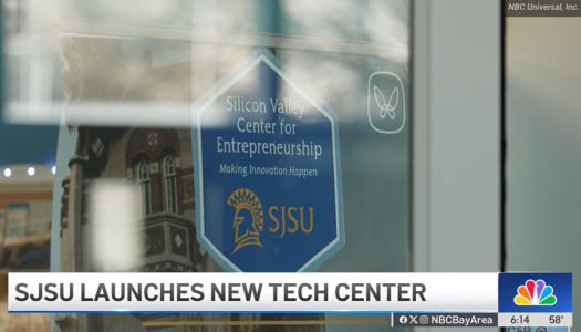 NBC Bay Area segment screenshot with text that says, "SJSU Launches new Tech Center"