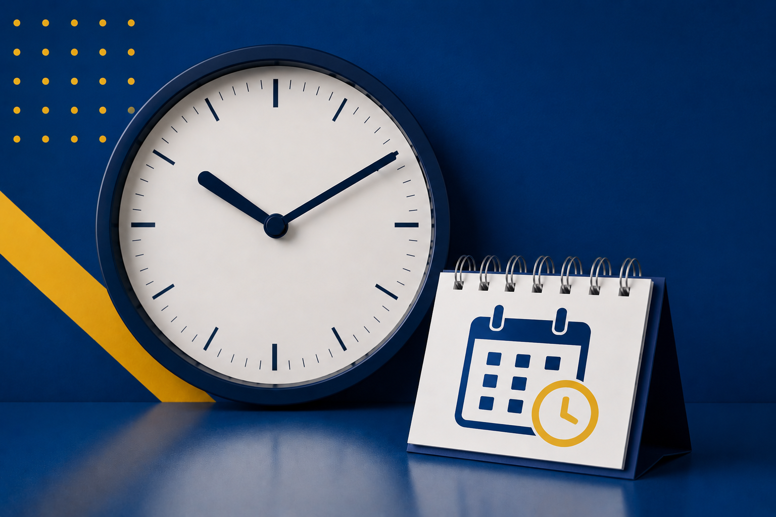 Clock with a blue and yellow background