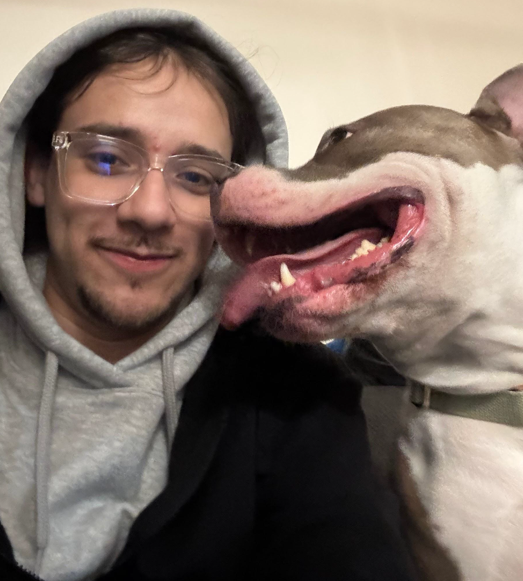 student with dog